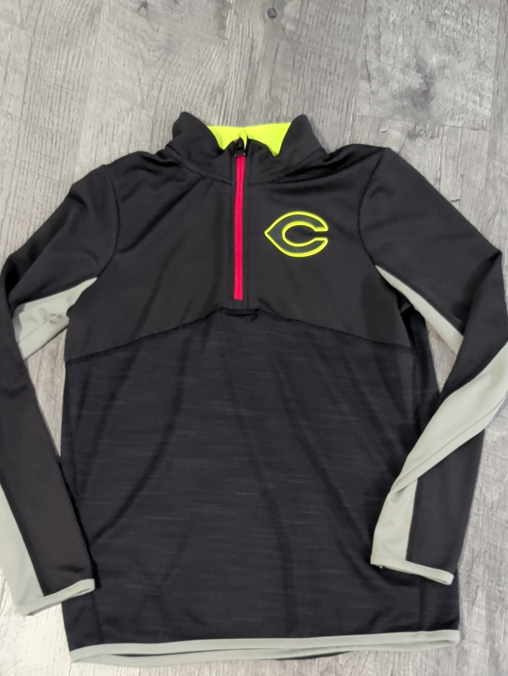 Cincinnati Reds Youth Quarter Zip- Black with Neon Yellow Trim, Youth M
